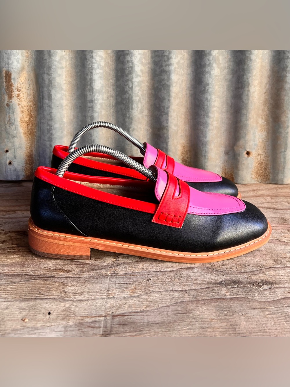 color-block penny loafers